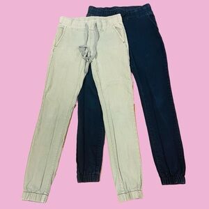 2 x Hipster Preppy Essential Athletic Casual Denim Joggers Blue Green Size 1/2